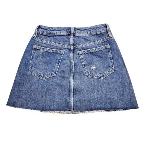 Free People Harvey Blue Distressed Mini Skirt - Picture 5 of 8